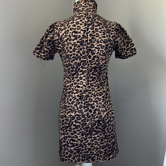 Boston Proper XXS Leopard 🐆 Print Cotton Summer Dress with V-Neckline - Picture 4 of 6